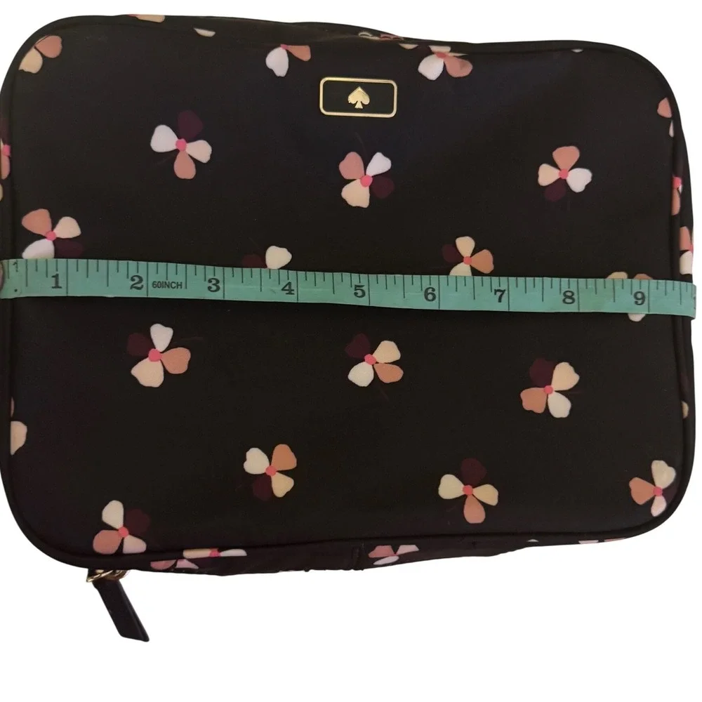 Kate Spade Dawn Dusk‎ Buds Ditsy Travel Cosmetic Toiletry Make Up Case Black